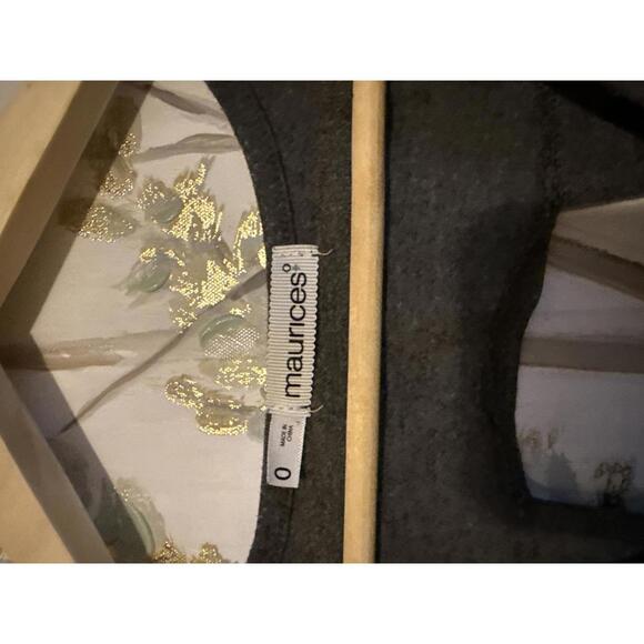 Maurices Women's Embroidered Dark Gray Blouse, Size 0X - Picture 2 of 6